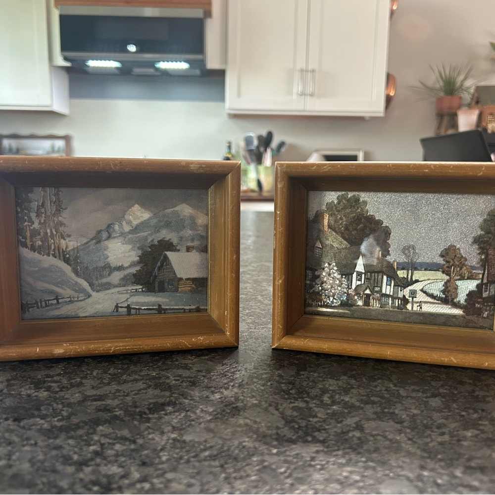 Universal Brown Wood Framed Landscape Prints - Set of 2